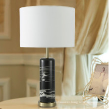 Wholesale nordic modern luxury decorative bedroom fabric marble black table lamp